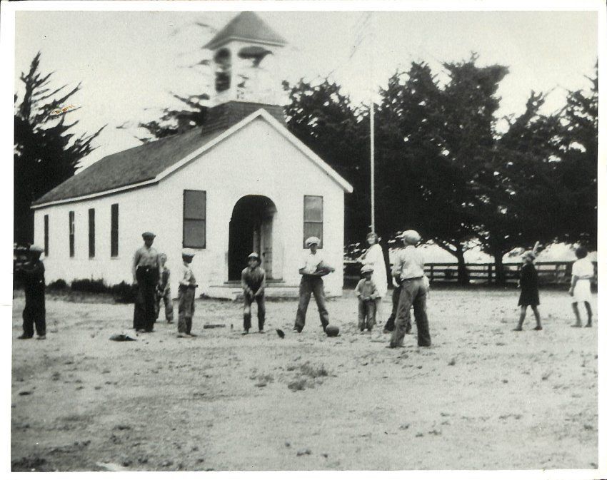 Playing ball in the school yard